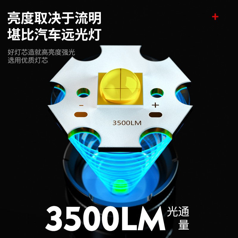 Cross-border high-end explosive white flashlight outdoor super bright USB charging flashlight zoom P90 camping light super long