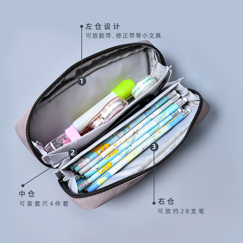Primary school students large-capacity pencil bag dirt-resistant simple stationery box new + logo pencil bag wholesale stationery bag