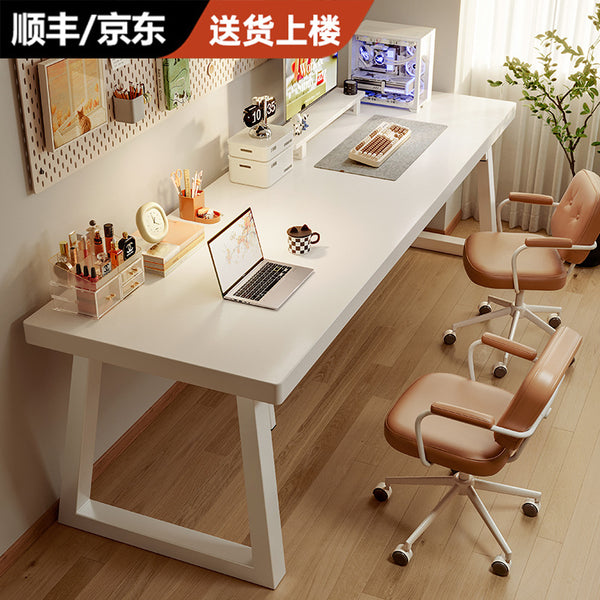 Double study desk Computer desk Desktop desk Student home bedroom Simple modern white office writing desk