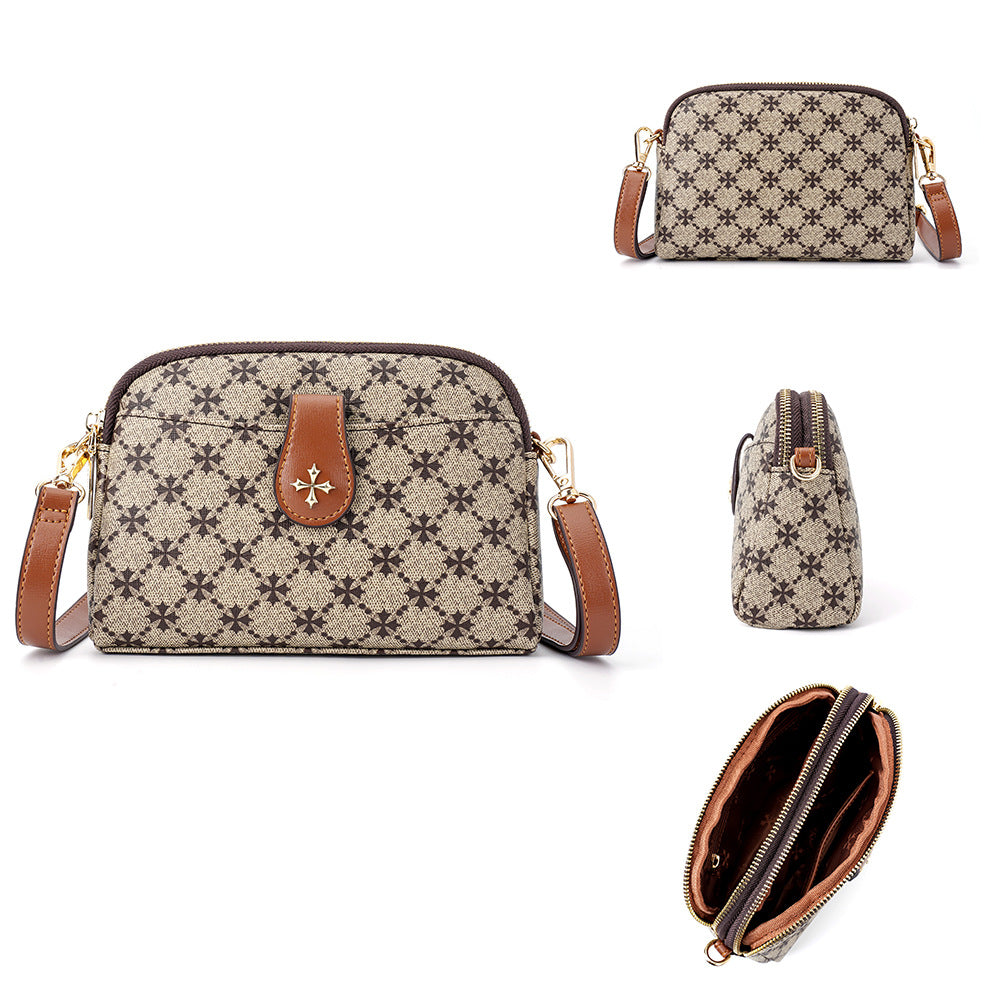 Baellerry new women's bag European and American style old pattern double zipper women's bag fashion messenger shoulder bag