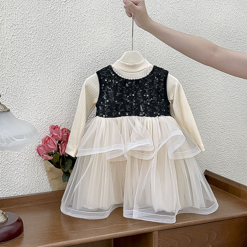 Girls' dress:  autumn new collection - baby girl hepburn style chic sundress birthday gift two-piece sweet outfit