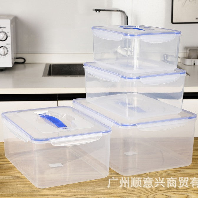 Portable with lid storage box Thickened refrigerator frozen food box Transparent sealed fresh-keeping box Kitchen grain storage box