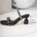 Summerplus sizemouth rhinestone high heel slippers 2026new arrival special-shaped heel cross-border fashion one-line sandals for women