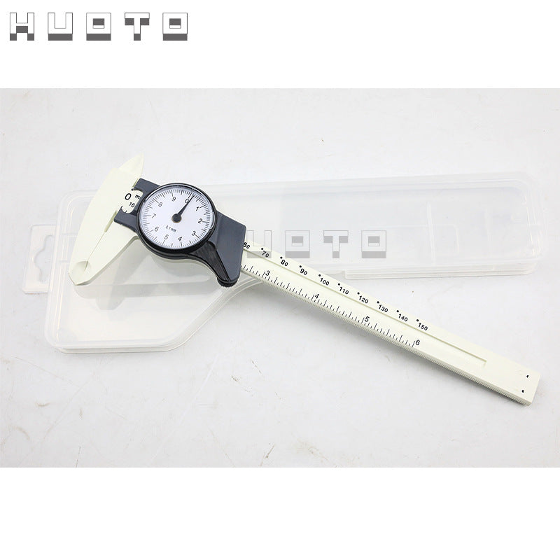 HUOTO 150MM 0.1 plastic box, plastic with watch caliper, plastic watch card, vernier caliper