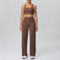 fashionpure color double-sided brushed back cross sports intimates yoga suit running fitness two-piece set