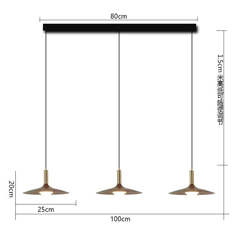 Walnut restaurant light American retro bedroom bedside light simple creative flying saucer homestay bar light Nordic chandelier