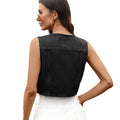 Fashion cross-border foreign trade women's new style  independent station washed casual round neck pocket denim vest vest