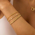 Amazon cross-border cubic zirconia inlaid stainless steel bead chain stackable bracelet three-piece set - trending new arrivals 2024