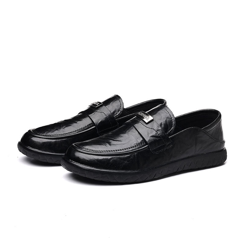 Men's genuine leather shoes - new trendy fashion business dress shoes - summer slip-on loafers - casual leather shoes