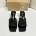 Za2025new arrival french beautiful square toe mesh open toe flip-flops summer outwear non-tiring high-heeled sandals