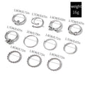 Wholesale bowknot rings: european and american cross-border accessories, women's ins-style niche high-end diamond 10-piece silver jewelry set