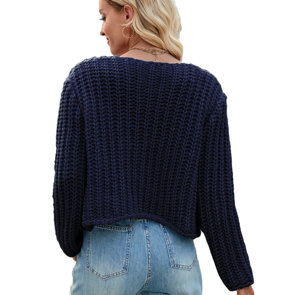 Fashion cross-border fall and winternew arrivalpure color thick needle sweateroutwearloose soft waxy lazy style knittingcardigan women