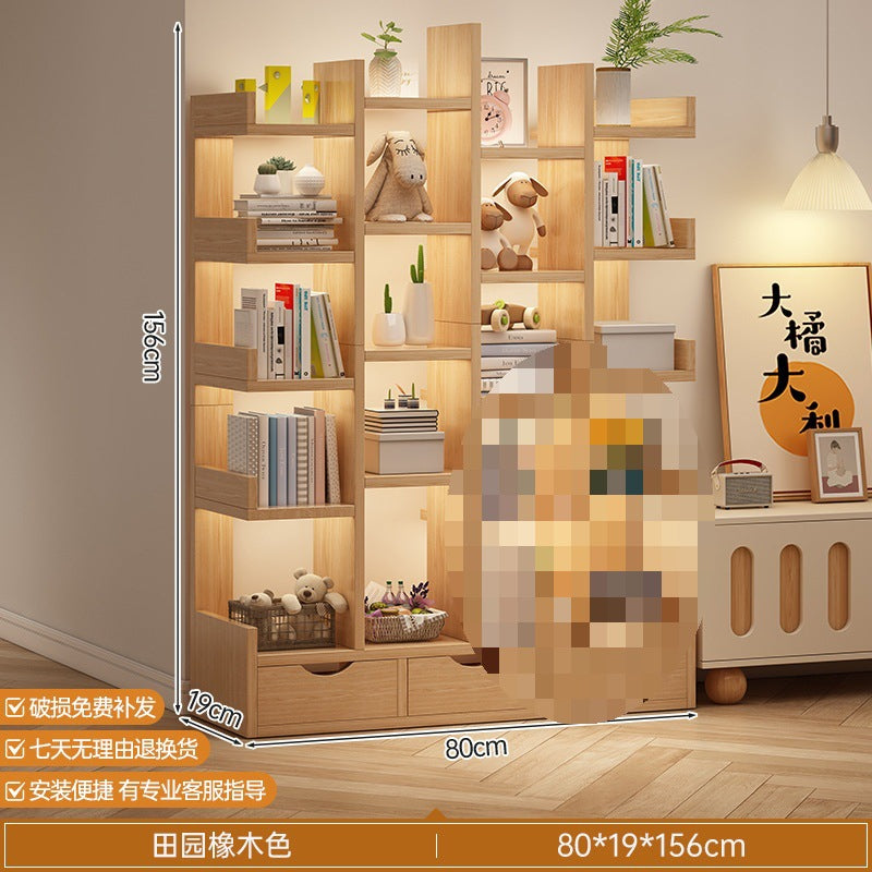 Simple small bookshelf, floor-to-ceiling shelf, integrated wall storage rack, living room office display rack, table side storage narrow cabinet