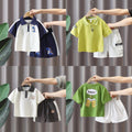 Boys' and girls'  summer outfit sets - new short-sleeve sets, stylish baby clothes, trendy two-piece summer sets for kids