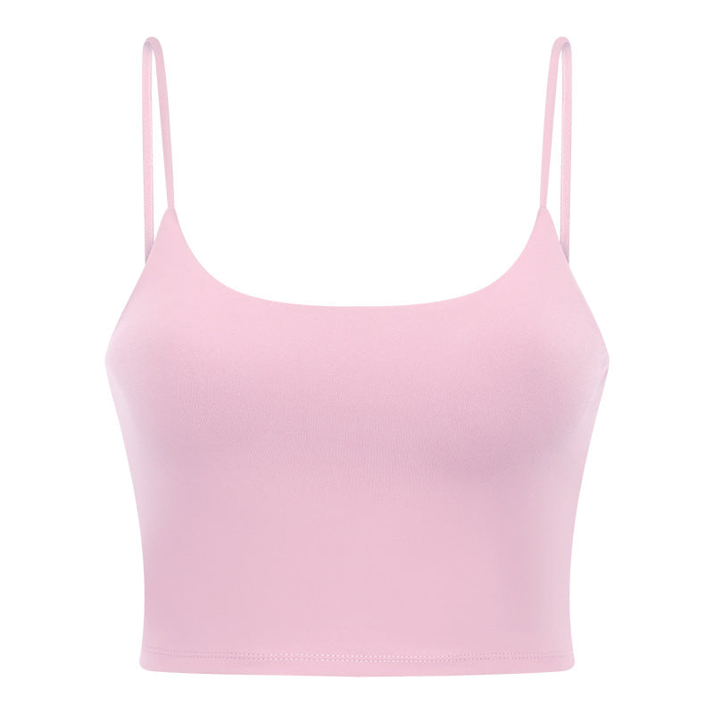 New women's sports yoga tank top with built-in bra pads, sexy spaghetti strap racerback fitness top, yoga camisole c5238