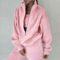 cross-border e-commerce european and american women's clothing: new summer collection - fashionable casual fleece-lined sporty zip-up hoodie set