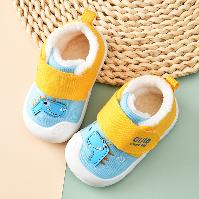 Toddler shoes for baby boys and girls, autumn/winter infant shoes, fleece-lined and thickened, soft-soled cotton shoes for babies and toddlers aged 0-1 to 2 years old