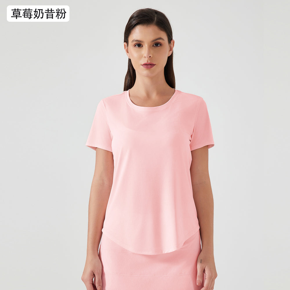 New lightweight, breathable, quick-dry, loose-fit activewear top - versatile, slimming, and figure-flattering short-sleeve yoga shirt d25017