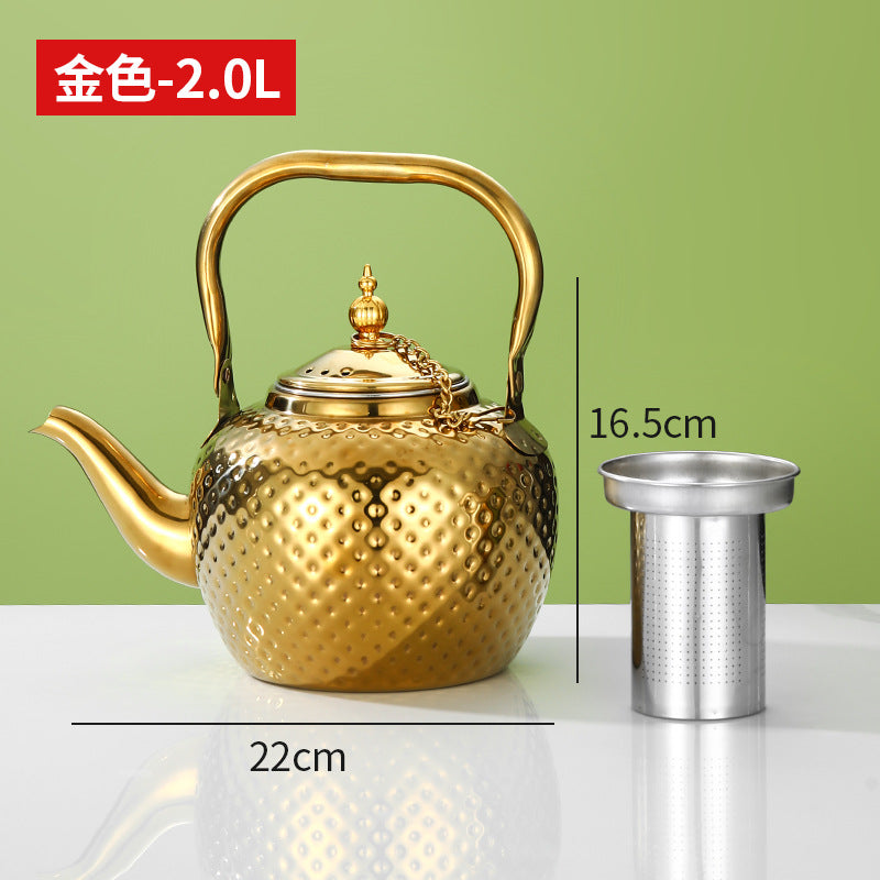 Bobo kettle cross-border hammered stainless steel old-fashioned teapot middle eastern spherical water kettle handle with filter restaurant for home