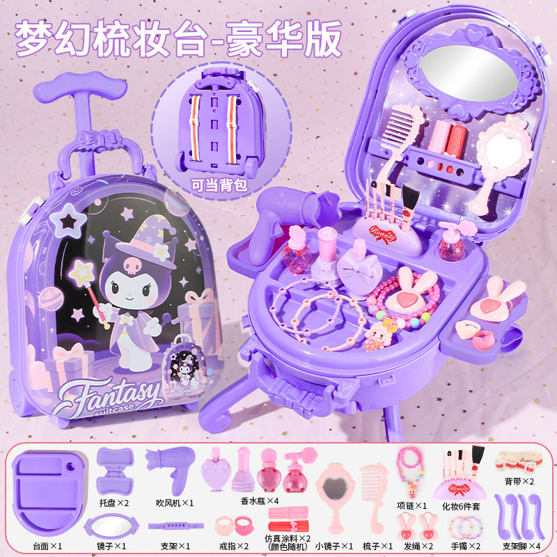 Kuromi play house dressing table suitcase accessories suit toy girls princess luggage storage puzzle