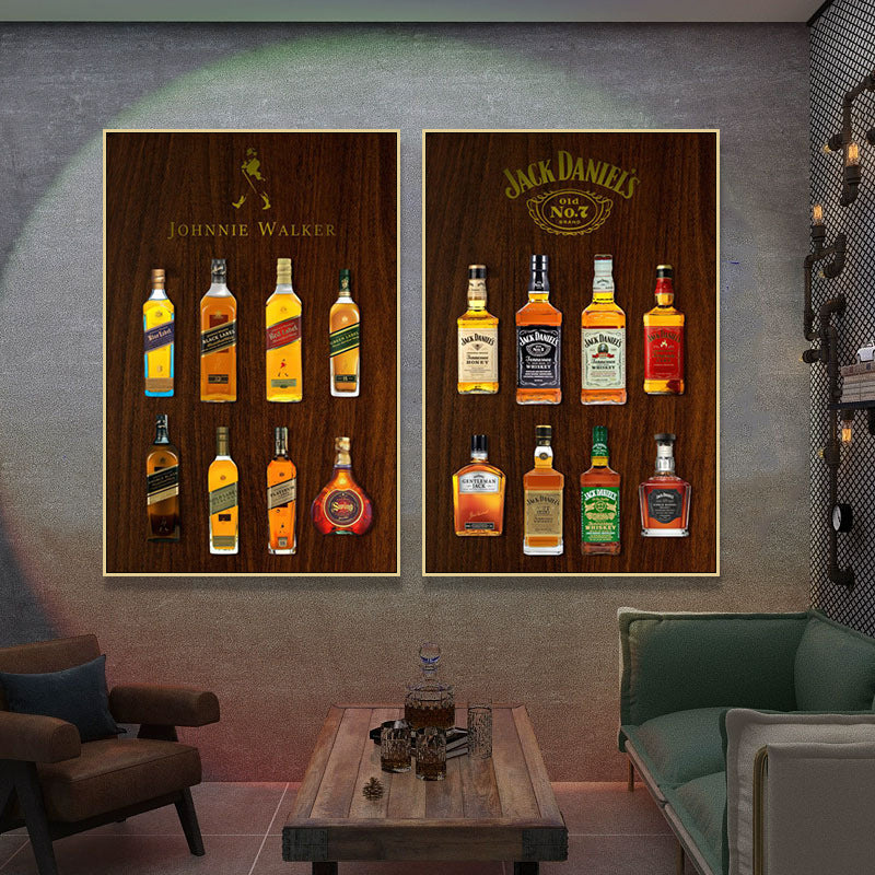 Bar background wall decorative painting American retro KTV box hanging painting industrial style nightclub foreign wine whiskey mural