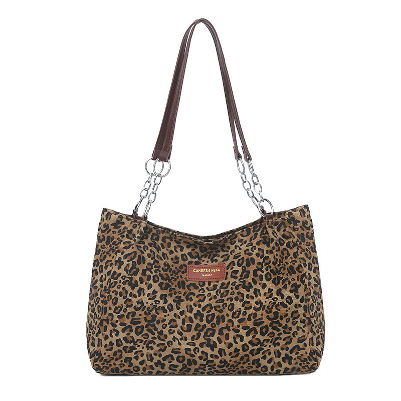 High-end, large-capacity women's tote bag - stylish leopard print handbag, minimalist and versatile shoulder bag, commuter underarm bag
