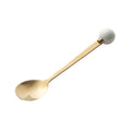 Simple macaron glazed ceramic handle fruit fork creative stainless steel fork spoon high-value home dessert spoon