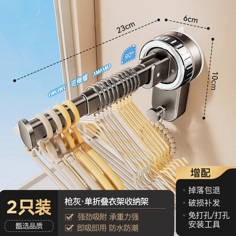 Suction cup clothes hanger storage handy gadgetfor home clothes hanger punch-free storage rack balcony wall wall-mounted telescopic hanging rod