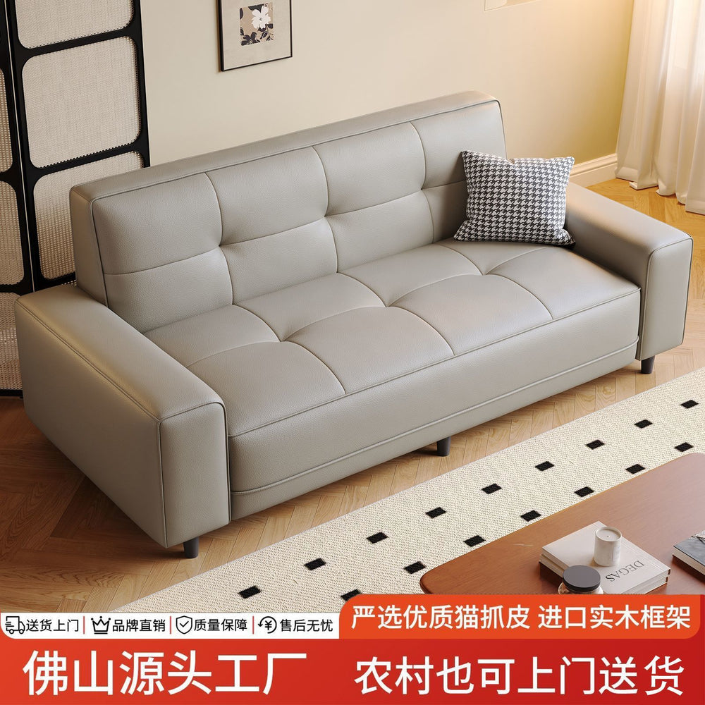 2026new arrival cat scratch leather sofa living room small apartment casual modern straight row apartment rental double three-person fabric sofa
