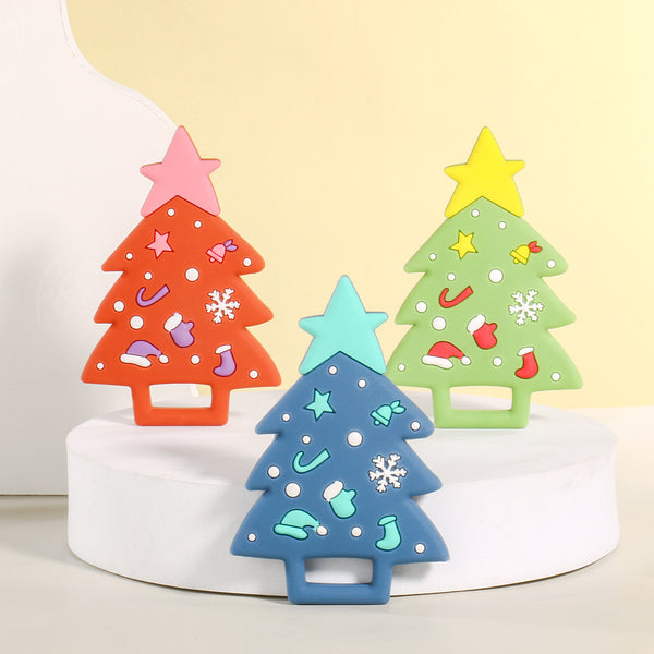 Baby Christmas Tree Epoxy Toothpaste Molar Chewing Stick Food Grade Platinum Silicon Baby Teething Toy