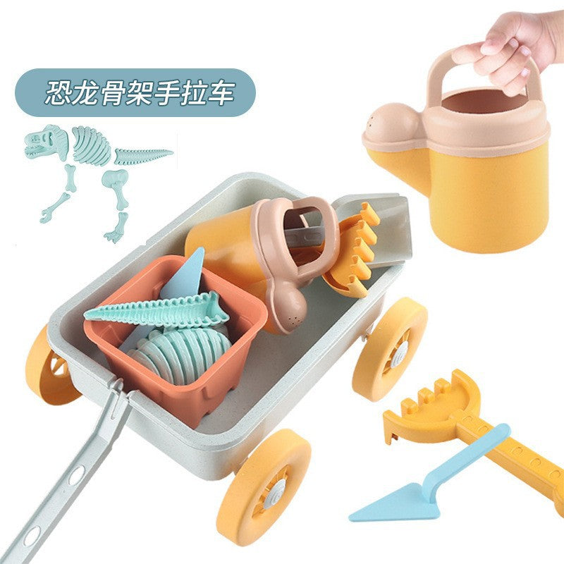 Beach toy set for kids: wheat straw thickened, drop-resistant sand bucket, hourglass, sand shovel, and water play toys for the beach