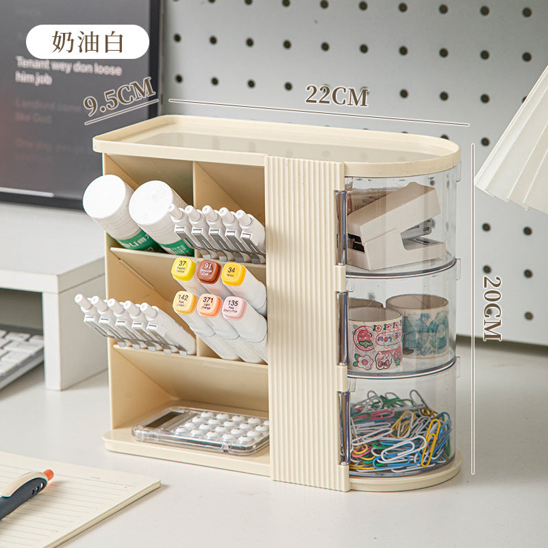 Desktop storage box High-value office large-capacity pen holder Student household multi-layer drawer stationery storage box