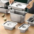 304 stainless steel portion basin fast food restaurant serving basin milk tea shop portion box square basin with lid canteen serving basin