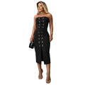 C7321 european and american style skirt set - sexy bandeau top & slit midi skirt - elegant & fashionable summer collection - cross-border women's apparel