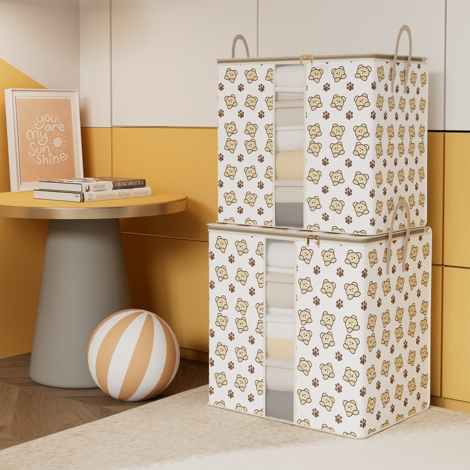 Printed bear moving bag 140g thickened non-woven duffel bag household quilt clothes sundries storage bag