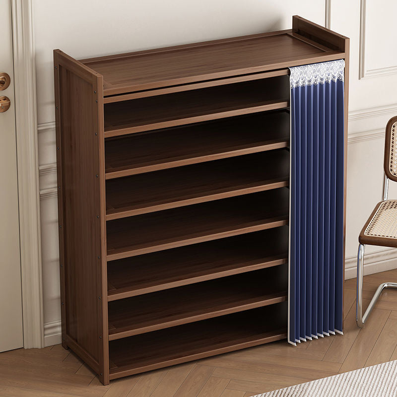 Simple shoe rack, multi-layer household entrance fully enclosed dormitory, solid wood provincial integrated storage rack dust-proof