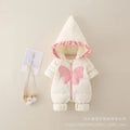 Newborn baby winter clothes: thickened romper for baby girls, perfect for outdoor wear, full month celebration, warm cotton-padded jumpsuit, newborn winter outfit