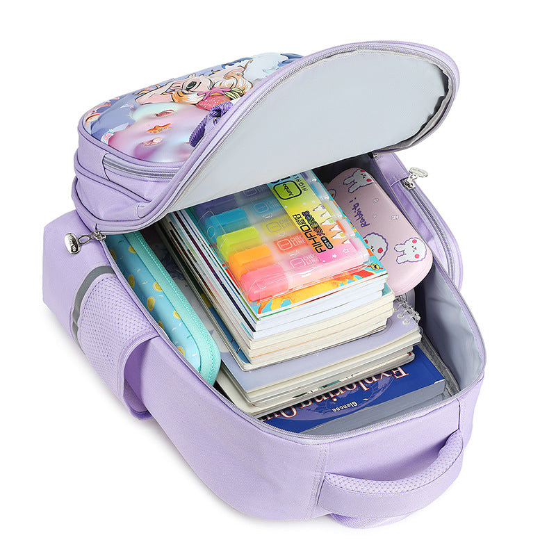 2024 cross-border school backpack for grades 3-6: large capacity, cartoon design, stylish, lightweight backpack with compartment