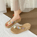 Summernew arrival flip-flops xishuangbanna bohemia thick sole wedge sandals women's outwear woven sandals beach