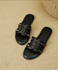 Xiaoxiangfeng rivet slippers for women outwear2025 summer new arrivalflatsfashion beautiful seaside beach sandals flip-flops