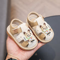 Summer newborn baby squeaky shoes, closed-toe first walker shoes, light-up sandals, british style soft sole baby shoes, 0-2 years old footwear