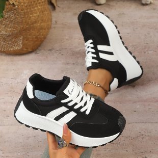 Wholesale women's spring/autumn new lightweight soft sole chunky sneakers - slimming, versatile, fashionable, casual white shoes