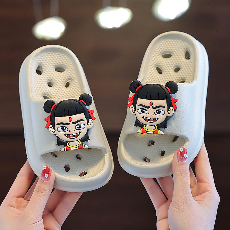 Slippers kidsbath bathroom slippers summer boys and girls cut out leaky non-smelly feet indoor for home soft bottom sandals