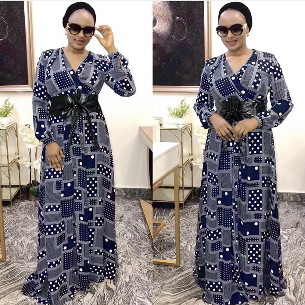 new plus size summer european and american style export   patchwork maxi dress african women's wear ol dress