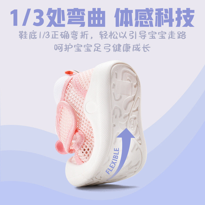 Baby sandals for girls, summer first walker shoes, 0-1-2 years old infant anti-slip soft sole mesh shoes for babies and toddlers, boys' shoes