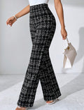 2025 summer european and american cross-border amazon hot-selling women's fashion casual plaid print trousers