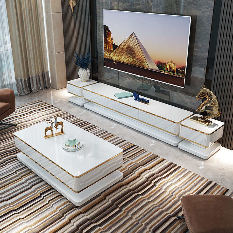 Accessible luxury slate tv cabinet coffee table modern casual living room for home creative small apartment scandinavian telescopic tv cabinet