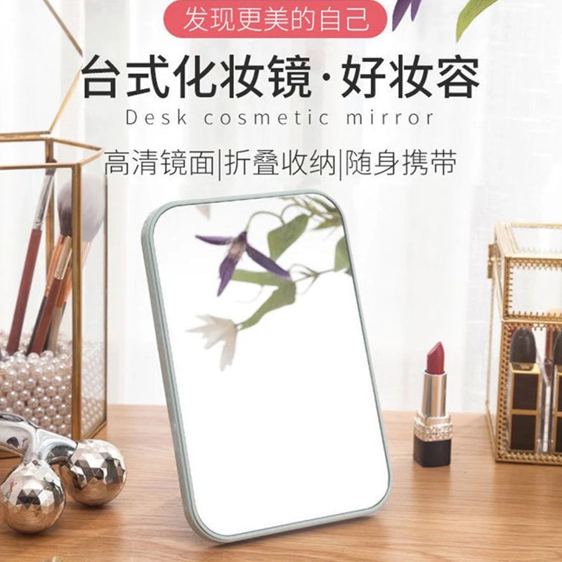 High-definition makeup mirror - desktop plastic vanity mirror - princess style beauty mirror with storage - stackable square design - ideal for home and travel