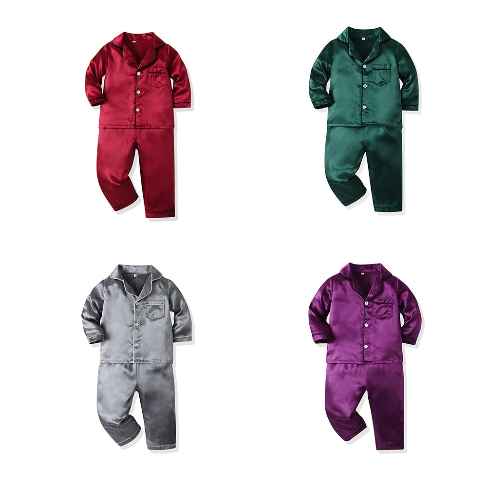 Kids' pajamas - autumn lightweight long sleeve new style - boys' and girls' air conditioning suit - imitation ice silk children's loungewear set