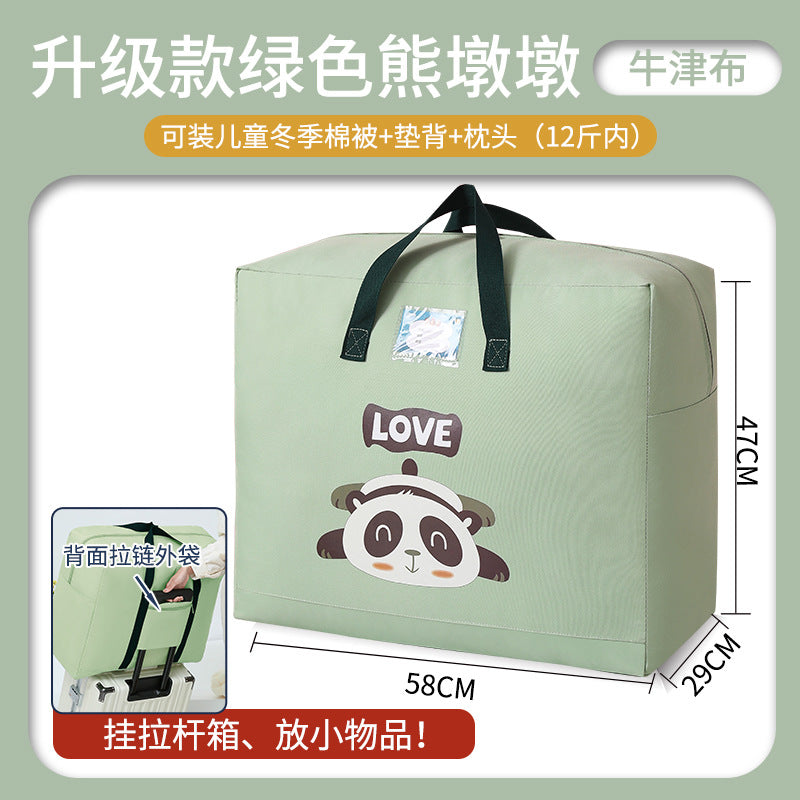 Oxford cloth cartoon moving bag can be put on trolley case clothes quilt storage bag going out travel luggage packing bag